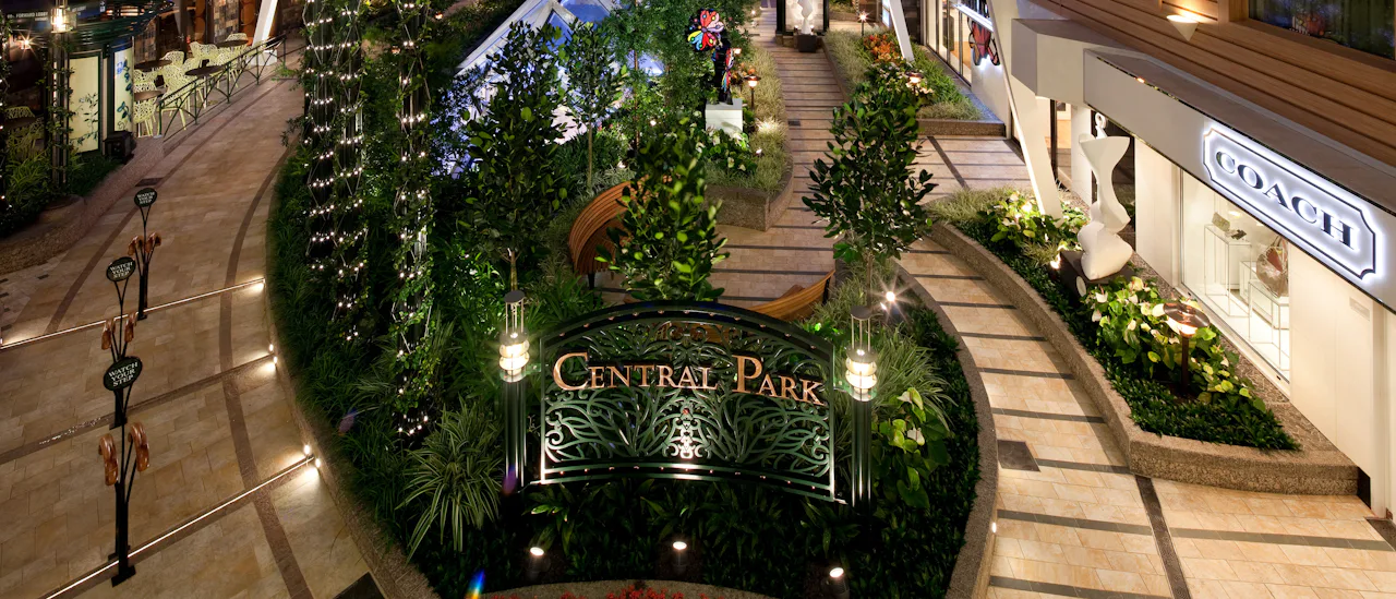 Disfrute de un paseo por el "Central Park" con más de 20.000 plantas.