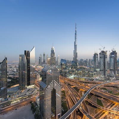 Vista panorámica de rascacielos de Dubai