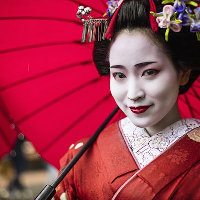 Geisha japonesa con Wagasa